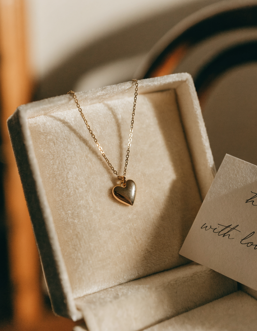 Lucky Heart Ketting – Gouden Hartje met Persoonlijke Boodschap