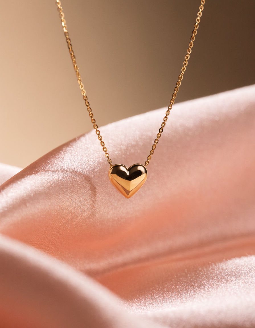 Lucky Heart Ketting – Gouden Hartje met Persoonlijke Boodschap